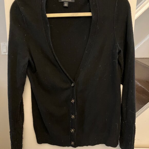 Black Wool V Neck Cardigan - Picture 5 of 8